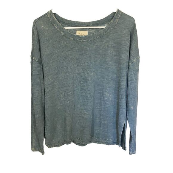 Chaser Tops - Chaser NEW small boxy long sleeve tee blue distressed burnout soft oversized